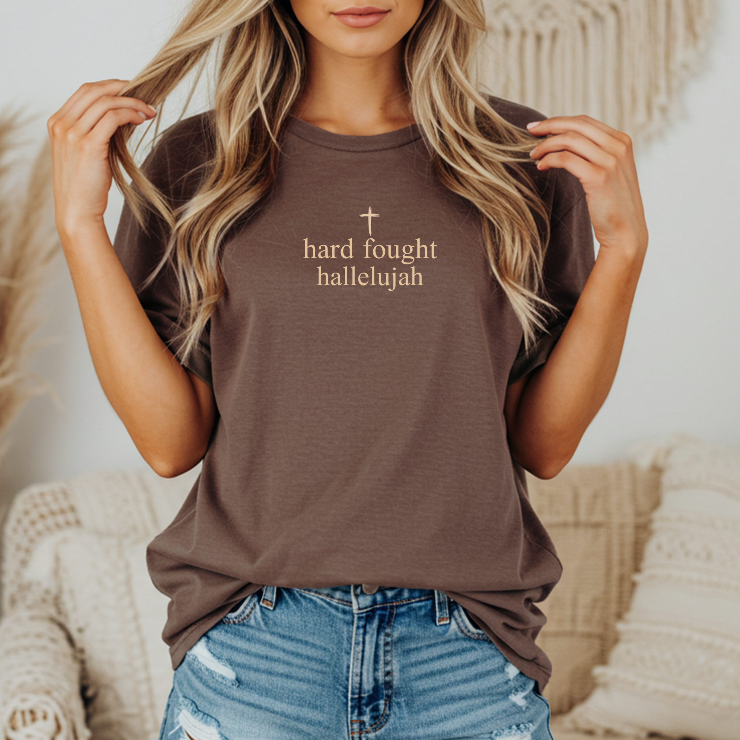 Hard Fought Hallelujah Faith Graphic Tee - Fall Tee