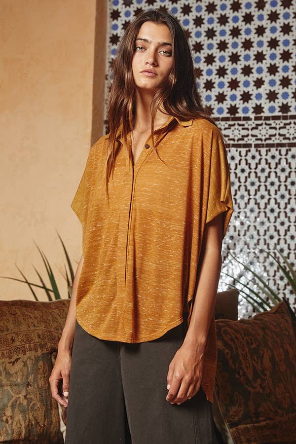 T1702-1 Short Dolman Sleeve Oversized Shirt