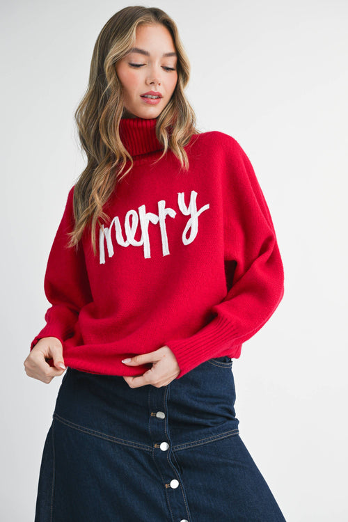 3424GK Merry Turtleneck Holiday Sweater