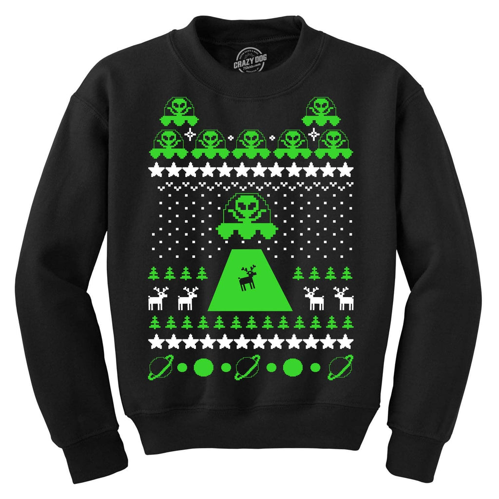 Alien Abduction Ugly Christmas Sweater Crew Neck Sweatshirt