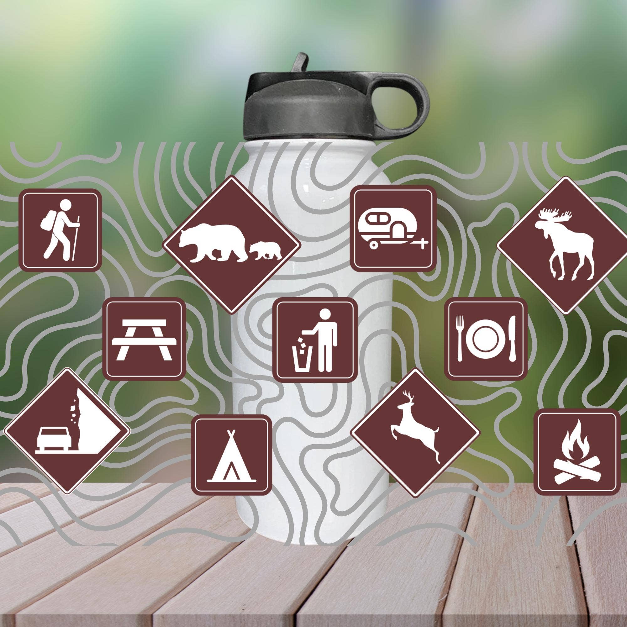 Camping Sign Insulated Water Bottle, National Park