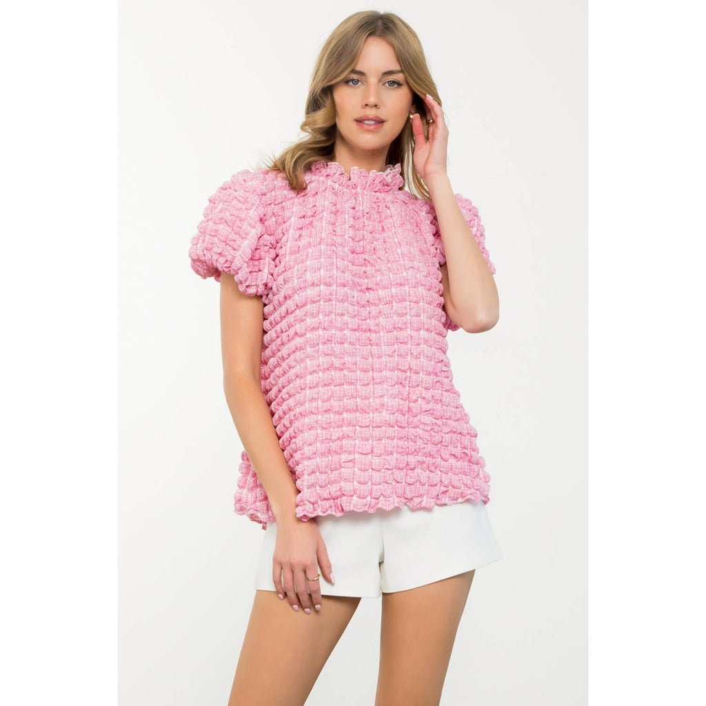 Puff Sleeve Textured Top