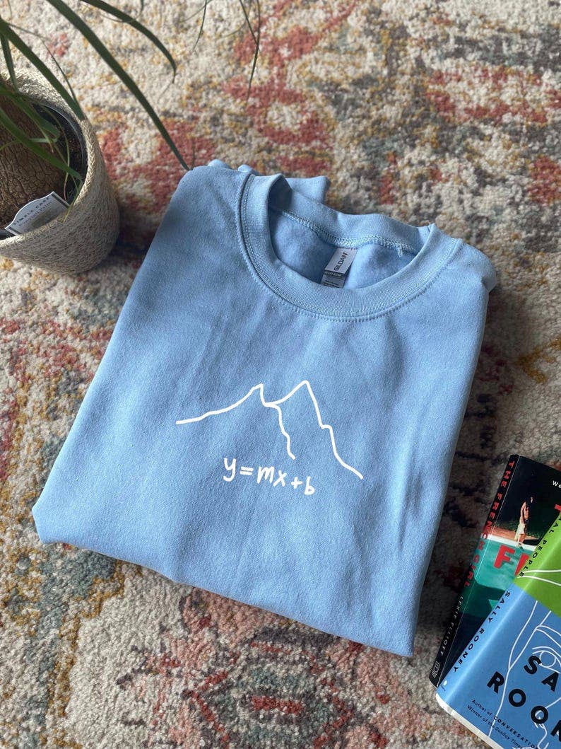 Skier Snowboarder Sweatshirt: "Y=Mx+B Slope" Fleece-Back - Winter Sports