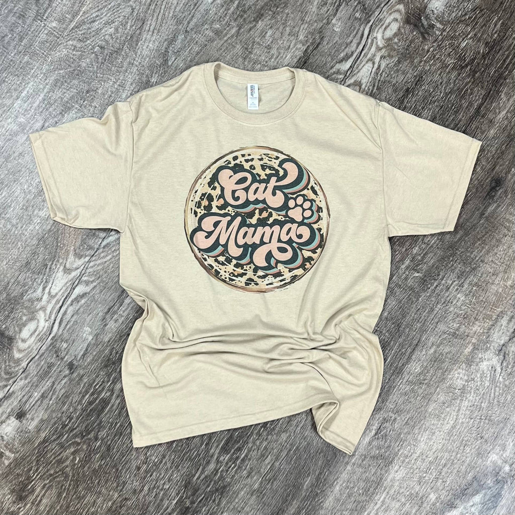 Cat Mama Leopard Print On Sand Tee