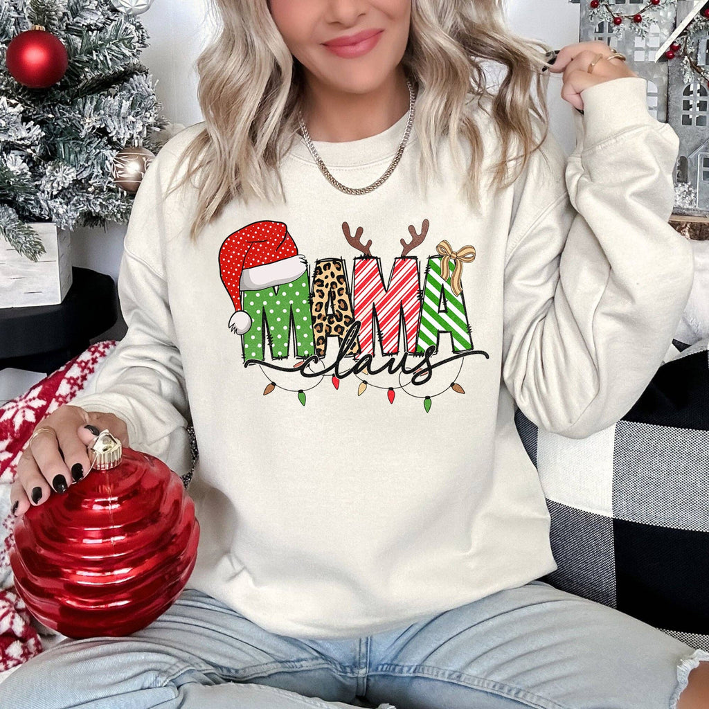 Mama Claus, Santa, Plaid, Christmas Sweatshirt