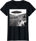Cat Selfie with Alien UFO Funny Cat Gifts for Men Women Kid T-Shirt