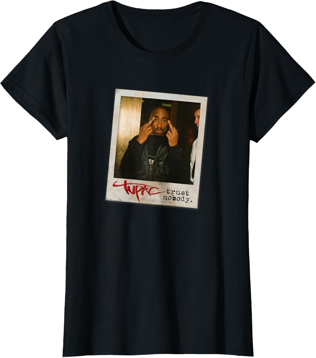 Trust Nobody Photo T-Shirt, Unisex-Adult, Black, Small, Short Sleeve, Cotton 50% Polyester 50%