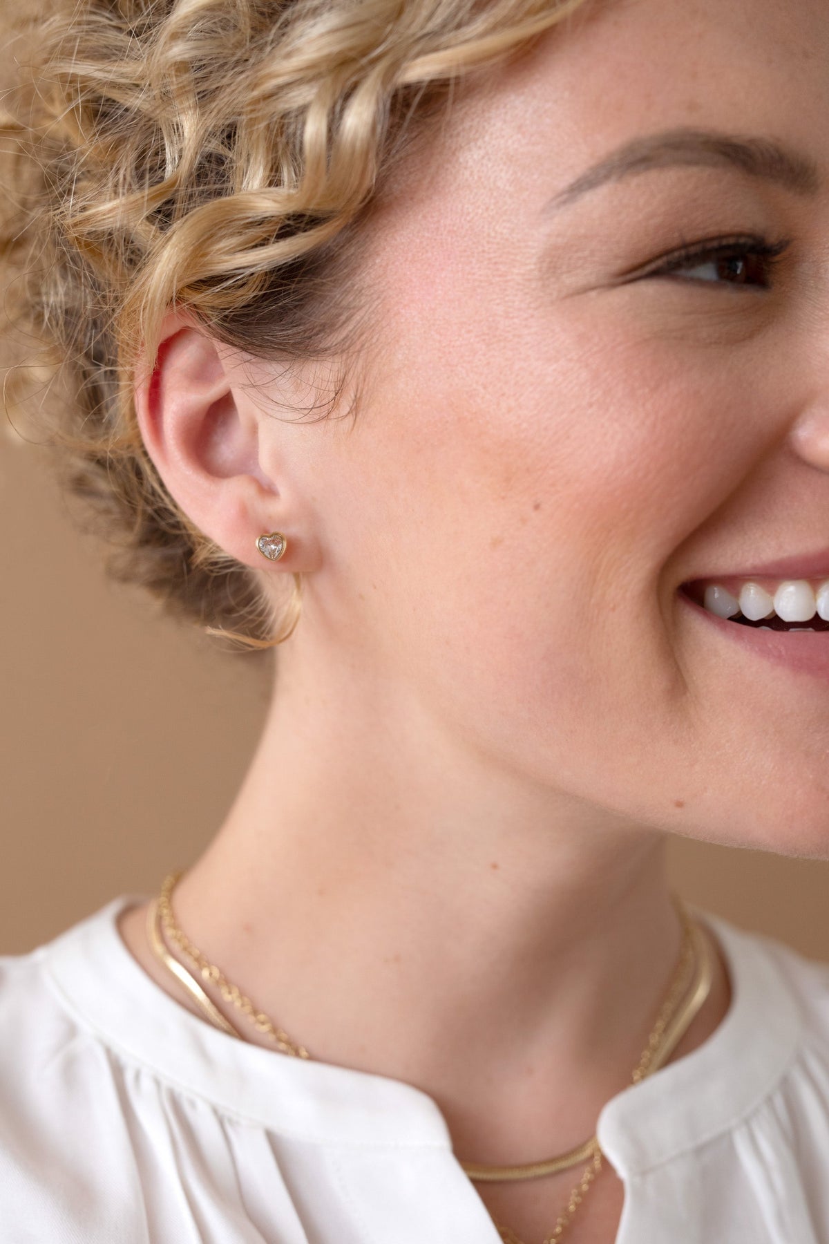 Crystal Heart Mini Stud Earrings T-Shirts