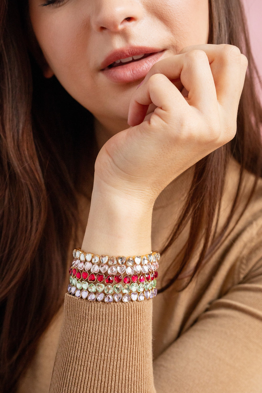 Crystal Heart Stretch Bracelet T-Shirts