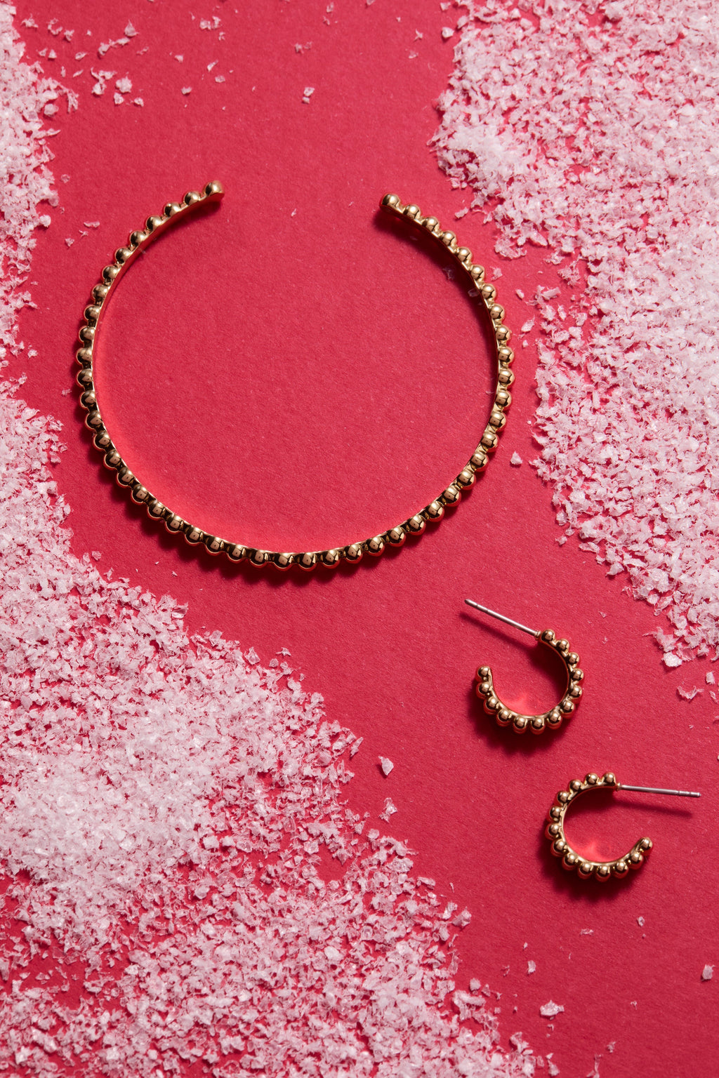 Gold Beaded Huggie Hoop Earring T-Shirts