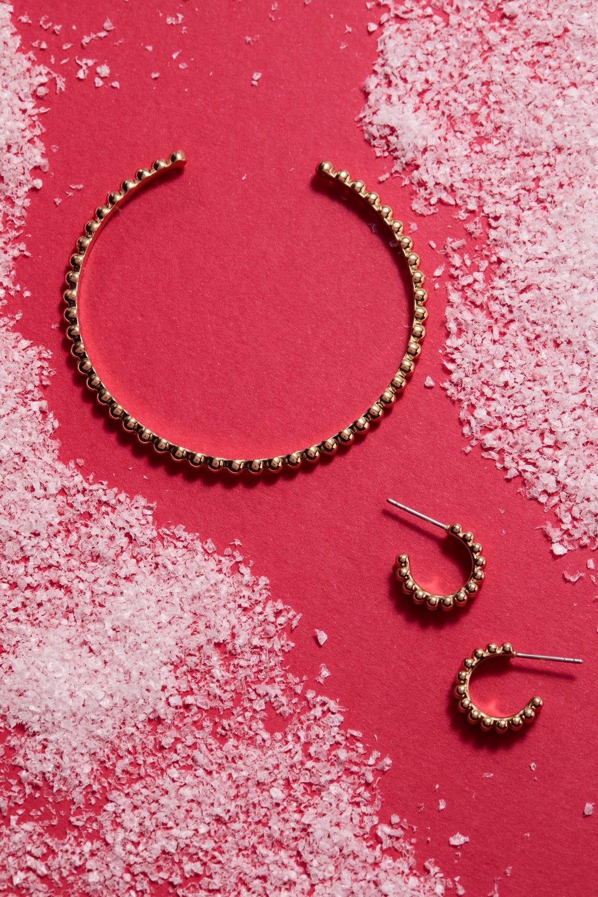 Gold Beaded Huggie Hoop Earring T-Shirts