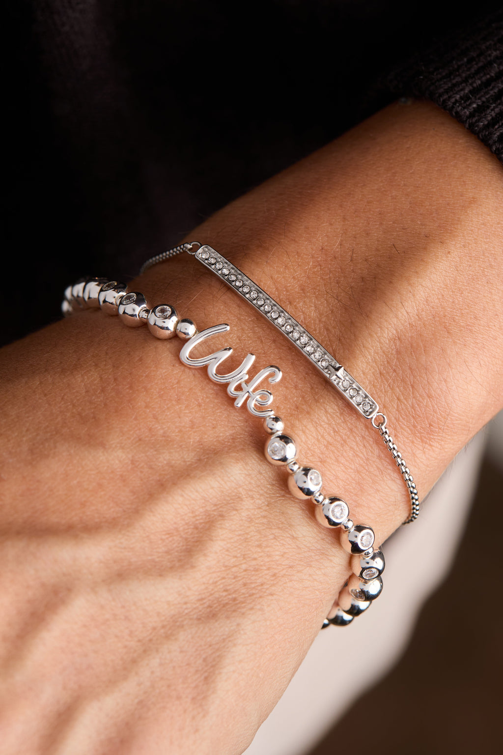 Wife Elongated Crystal Stretch Bracelet T-Shirts