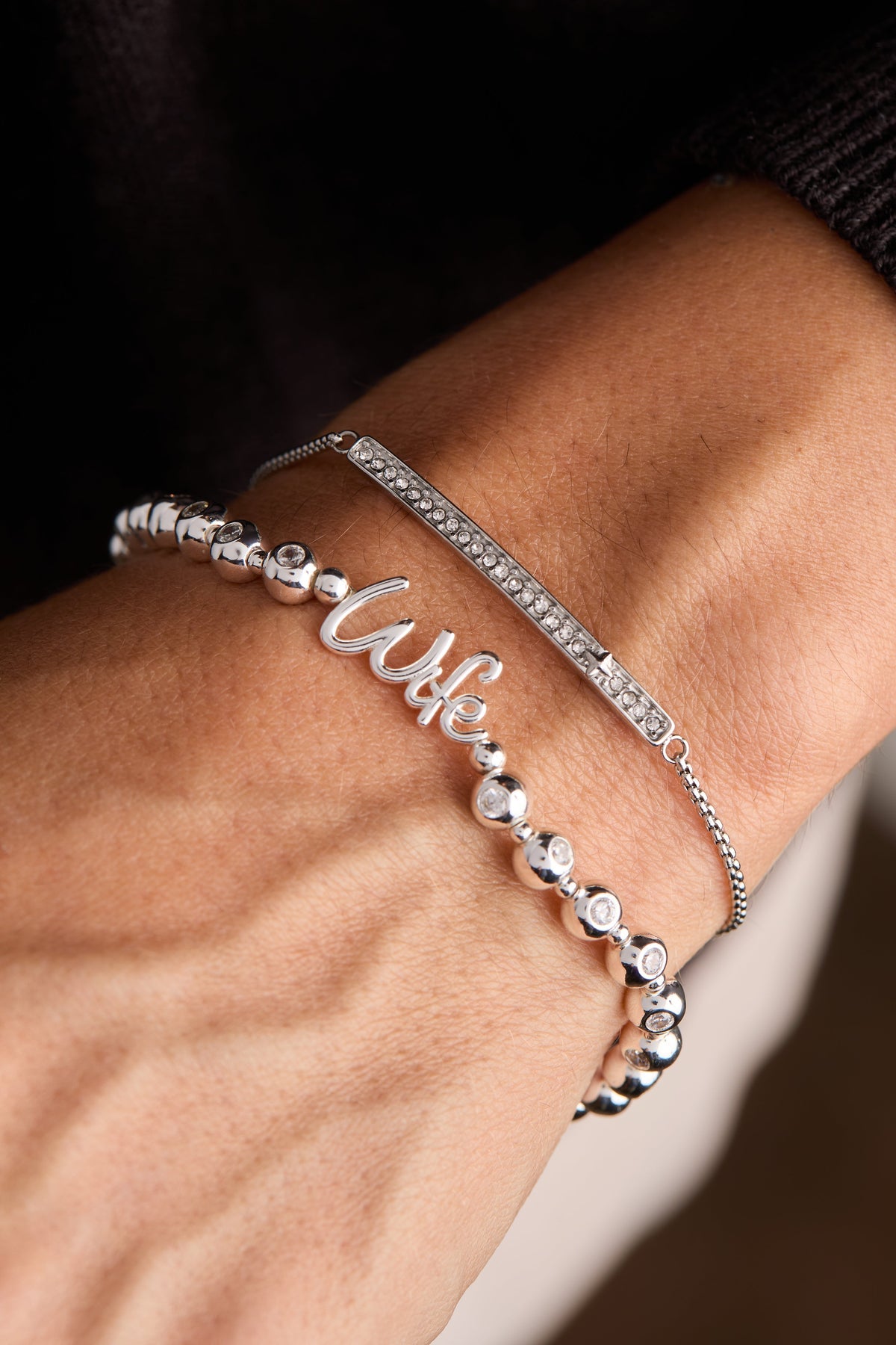 Wife Elongated Crystal Stretch Bracelet T-Shirts
