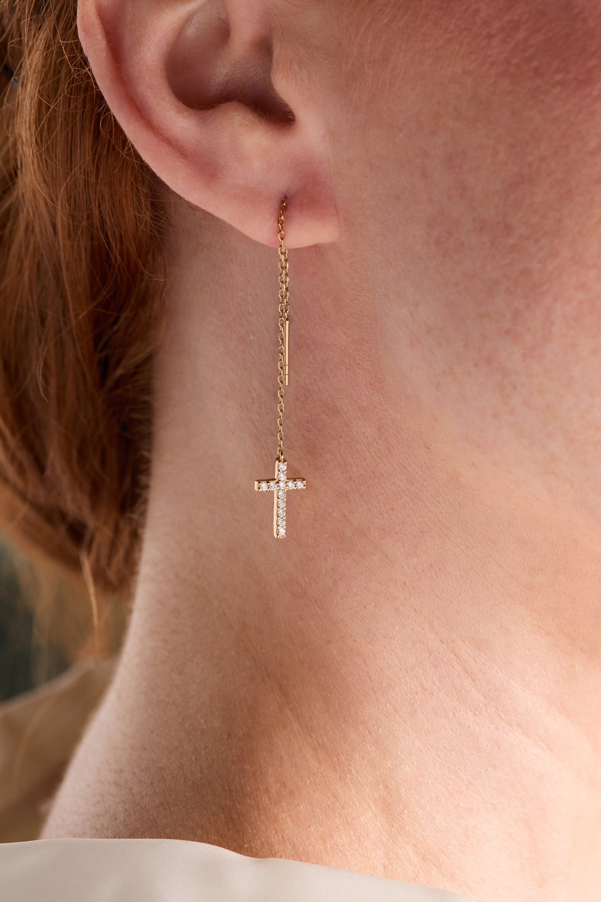 Cross Delicate Pave Crystal Threader Earrings T-Shirts