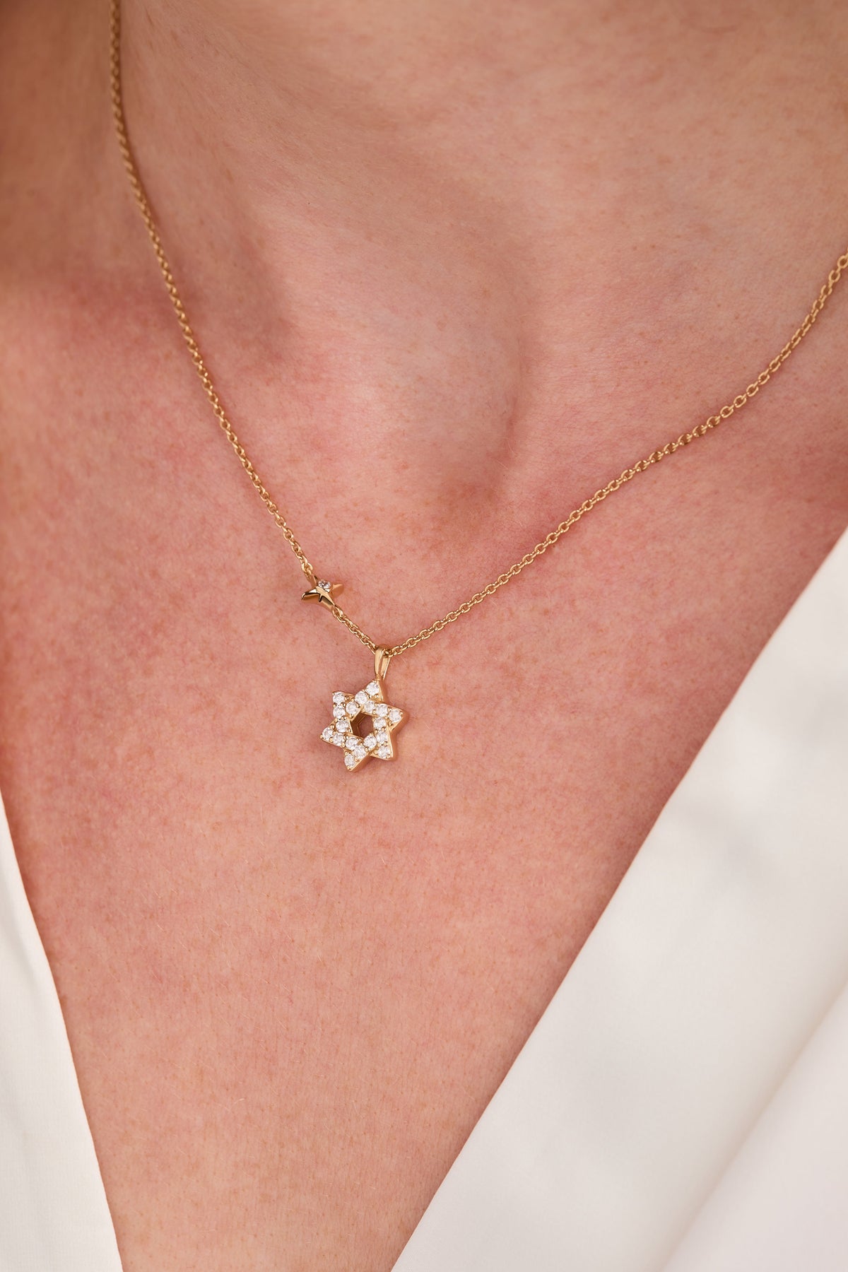 Star David Delicate Pave Crystal Pendant Necklace T-Shirts