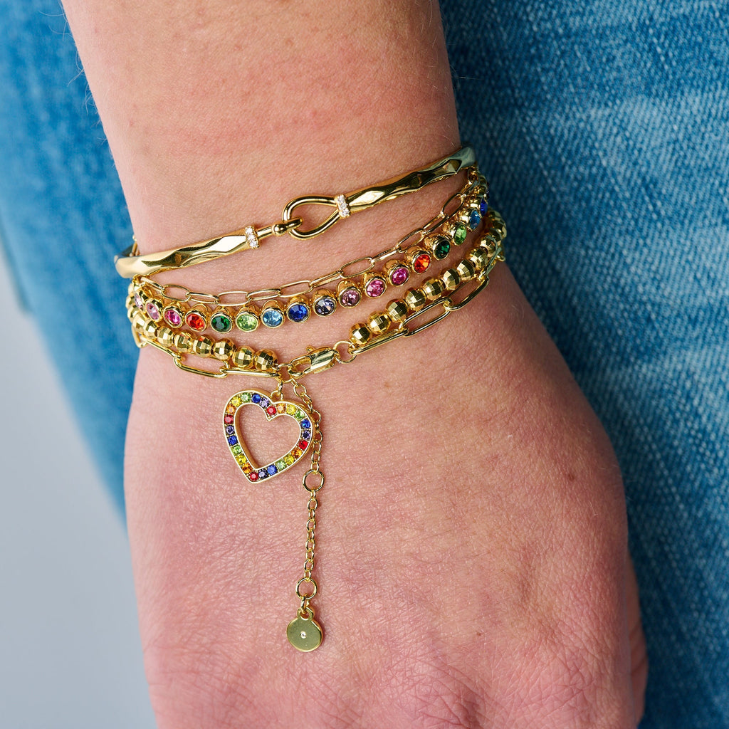Multicolor Heart Double Layer Adjustable Bracelet T-Shirts