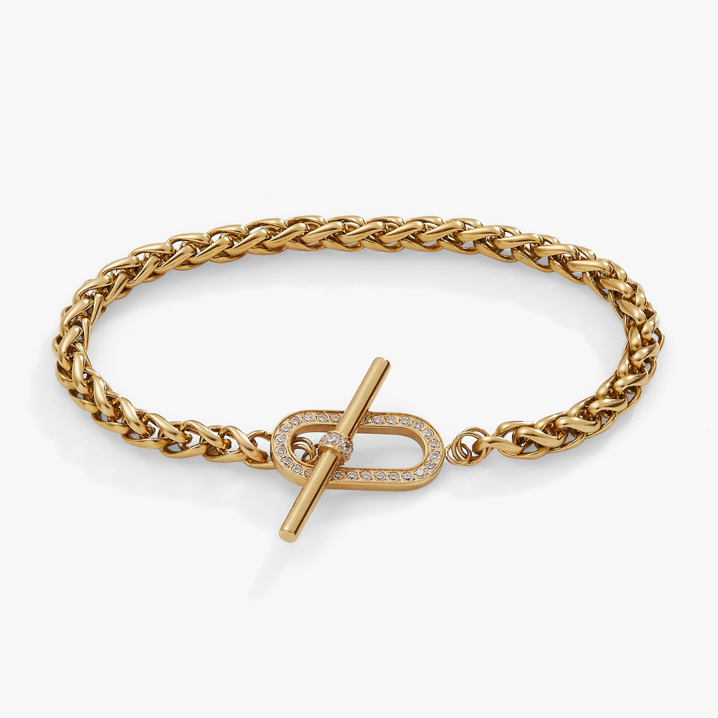 Wheat Chain Pavé Crystal Toggle Bracelet T-Shirts