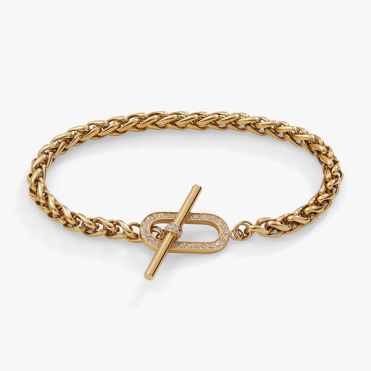 Wheat Chain Pavé Crystal Toggle Bracelet T-Shirts