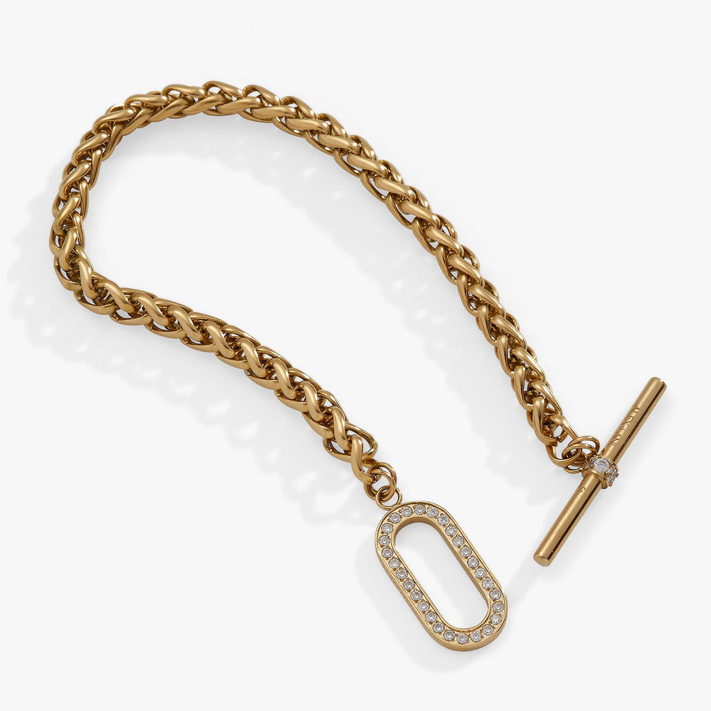 Wheat Chain Pavé Crystal Toggle Bracelet T-Shirts
