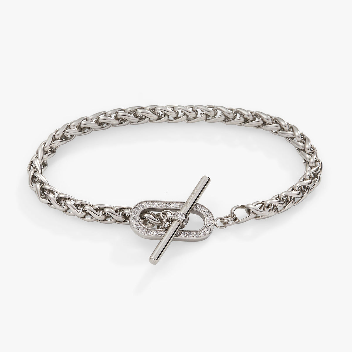 Wheat Chain Pavé Crystal Toggle Bracelet T-Shirts