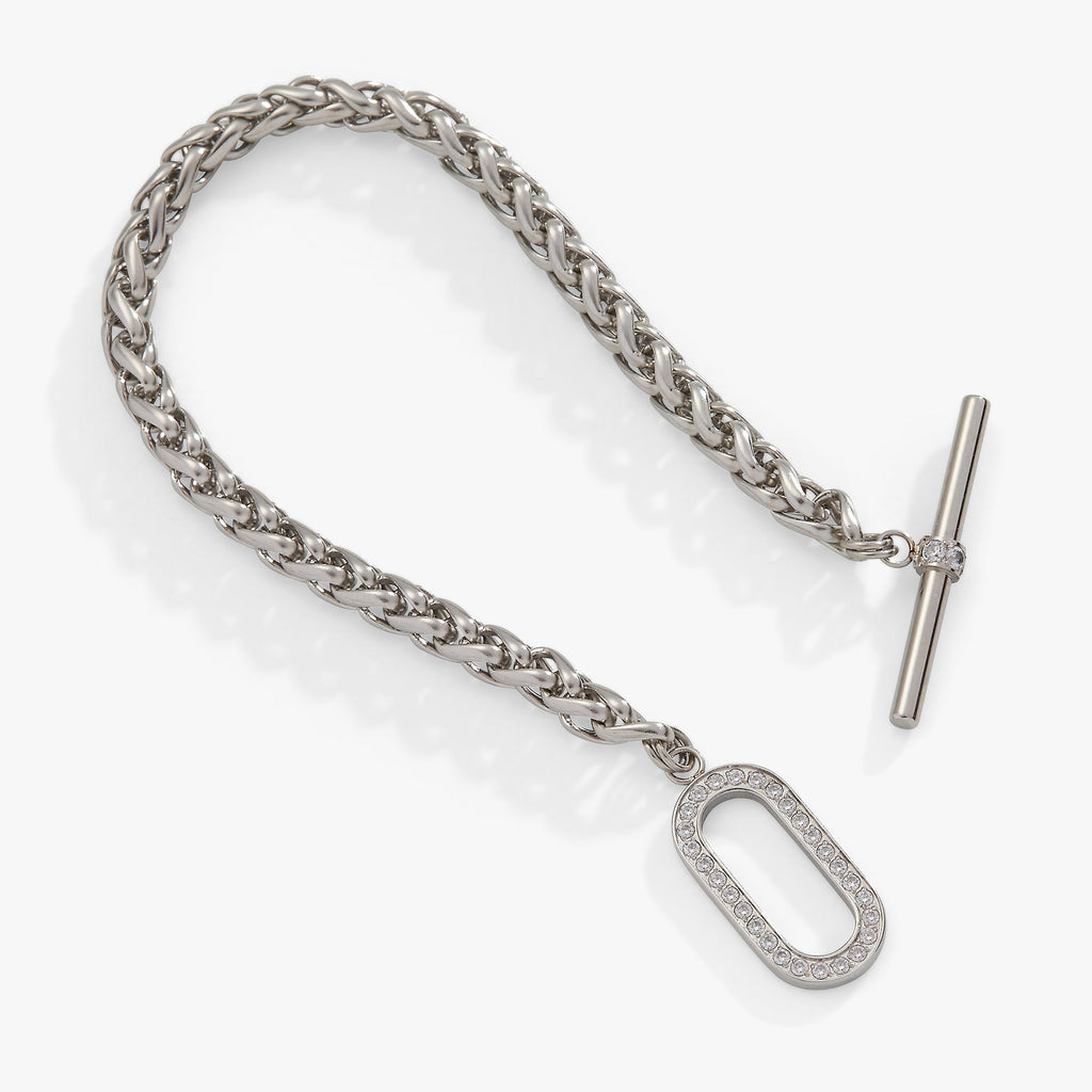 Wheat Chain Pavé Crystal Toggle Bracelet T-Shirts