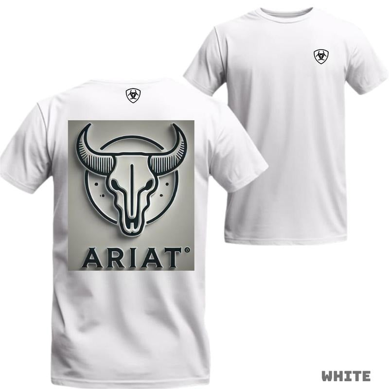 ARIAT Stylized Bull Skull Evoking Western Spirit Bold Character Unique Statement. Menswear Top T-Shirts