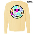 Adorable Floral Happy Face Long Sleeve Comfort Colors 'NLB' T-Shirts