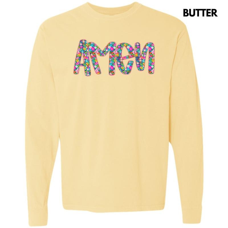 Amen Ditzy Florals Long Sleeve Comfort Colors 'NLB' T-Shirts