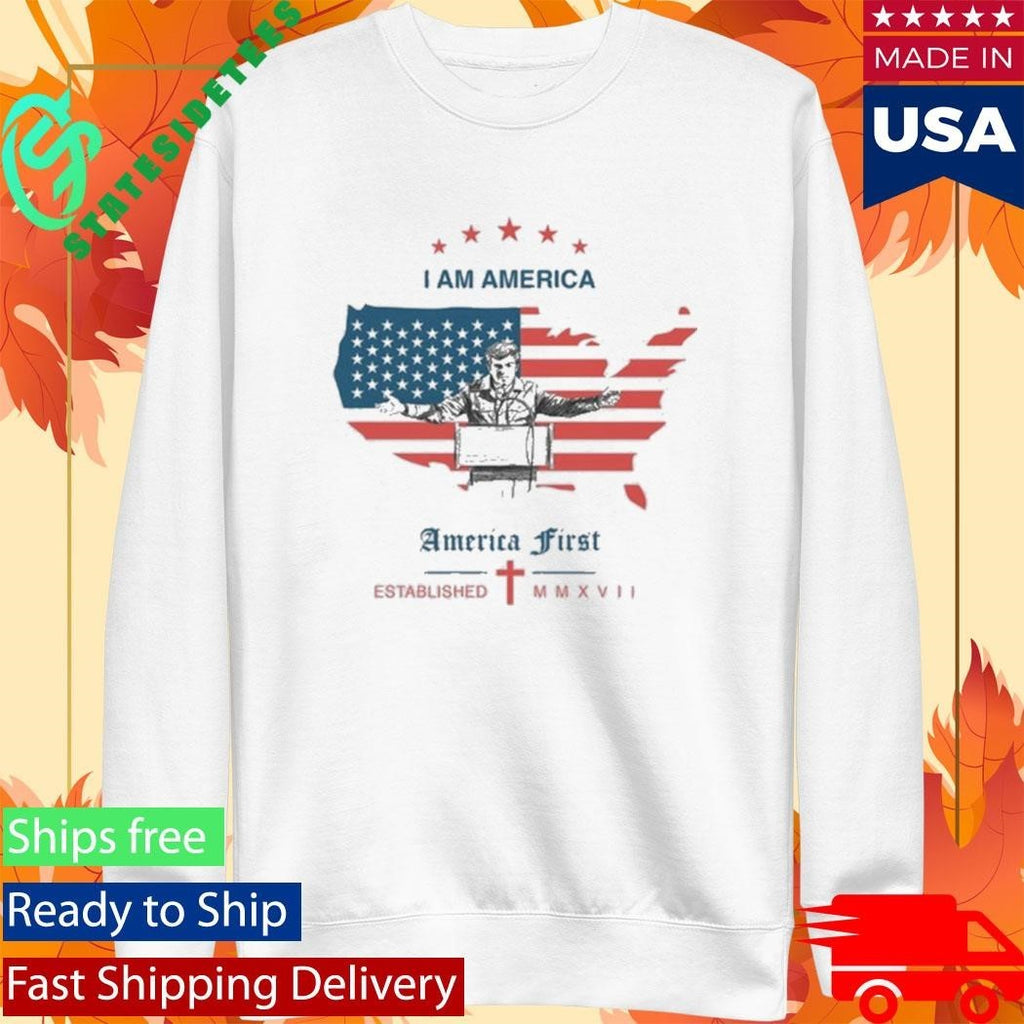 America First “I Am America” Unisex , , , Long Sleeve Tee