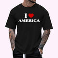 America I Heart America Souvenir I Love America Regular Fit Letter Round Neck Casual Short Sleeve Crew Neck Shirt Summer Top Daily T-Shirts