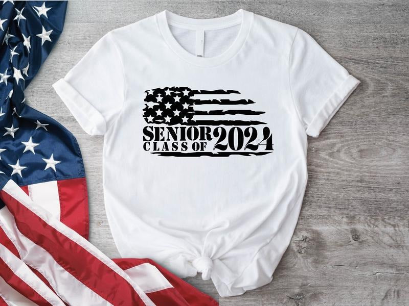American Flag Senior Class 2024 Shirt Graduation Matching Class 2024 College Graduate Shirt USA Flag Senior Shirt T-Shirts