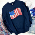 American Flag Sequin Patch NAVY T-Shirts