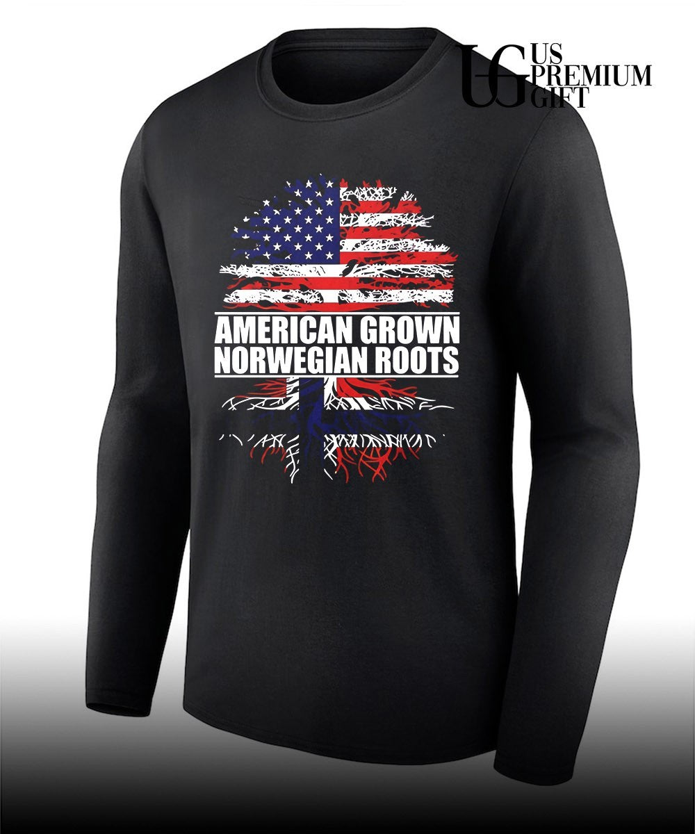 American Norwegian heritage roots American grown Norwegian roots tree shirt