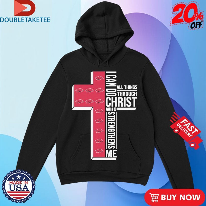Arkansas Razorbacks I Can Do All Things Through Christ Who Strengthen Me Unisex , , , Long Sleeve Tee