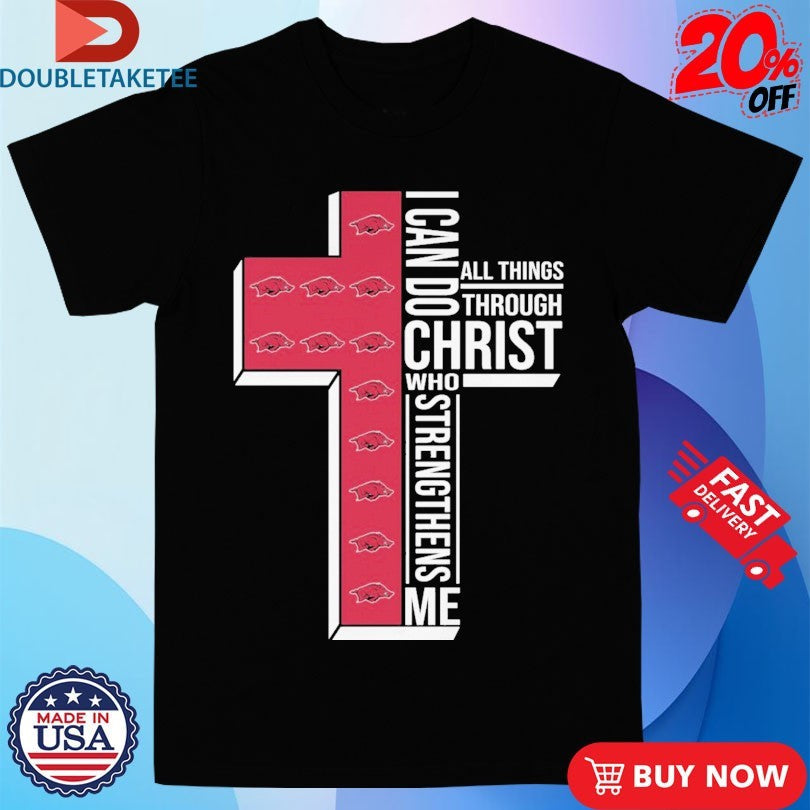 Arkansas Razorbacks I Can Do All Things Through Christ Who Strengthen Me Unisex , , , Long Sleeve Tee
