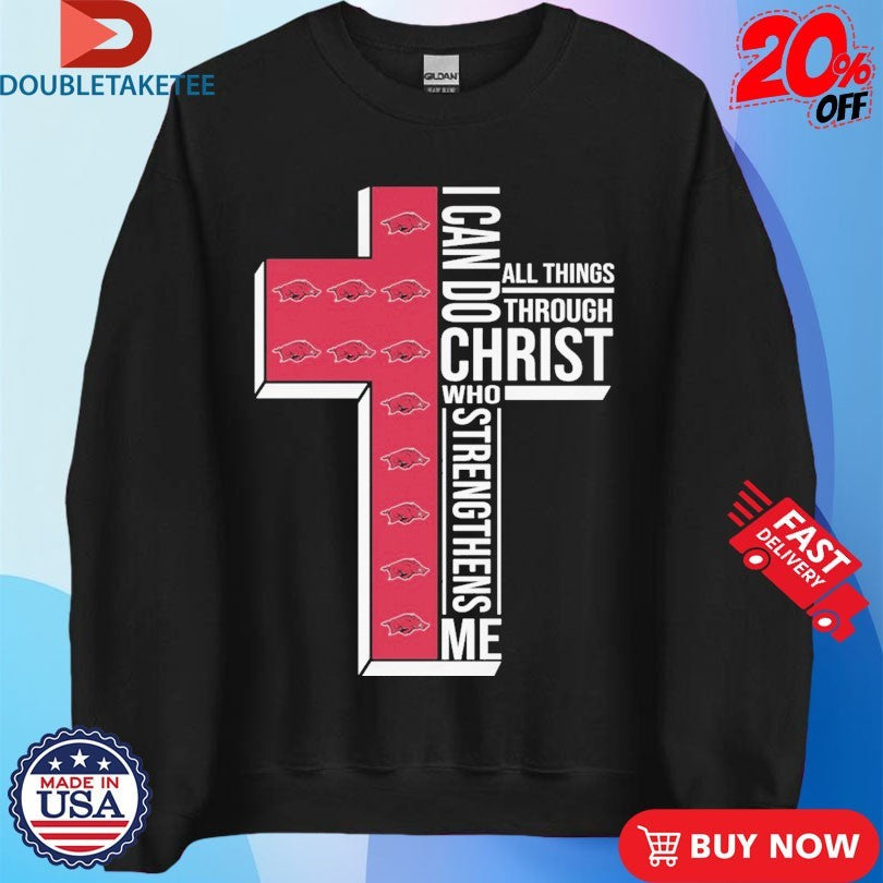 Arkansas Razorbacks I Can Do All Things Through Christ Who Strengthen Me Unisex , , , Long Sleeve Tee
