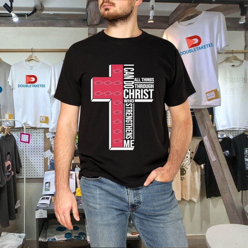 Arkansas Razorbacks I Can Do All Things Through Christ Who Strengthen Me Unisex , , , Long Sleeve Tee