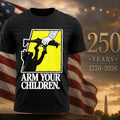 Arm Your Children Black Cat With Gun Satire Shirt