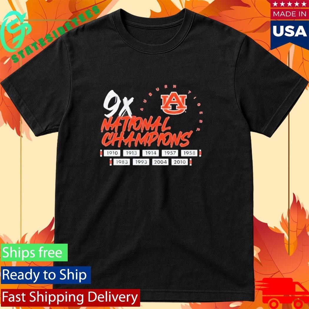 Auburn University Tigers Football Nine Time 9X National Champions Shirt Unisex , , , Long Sleeve Tee