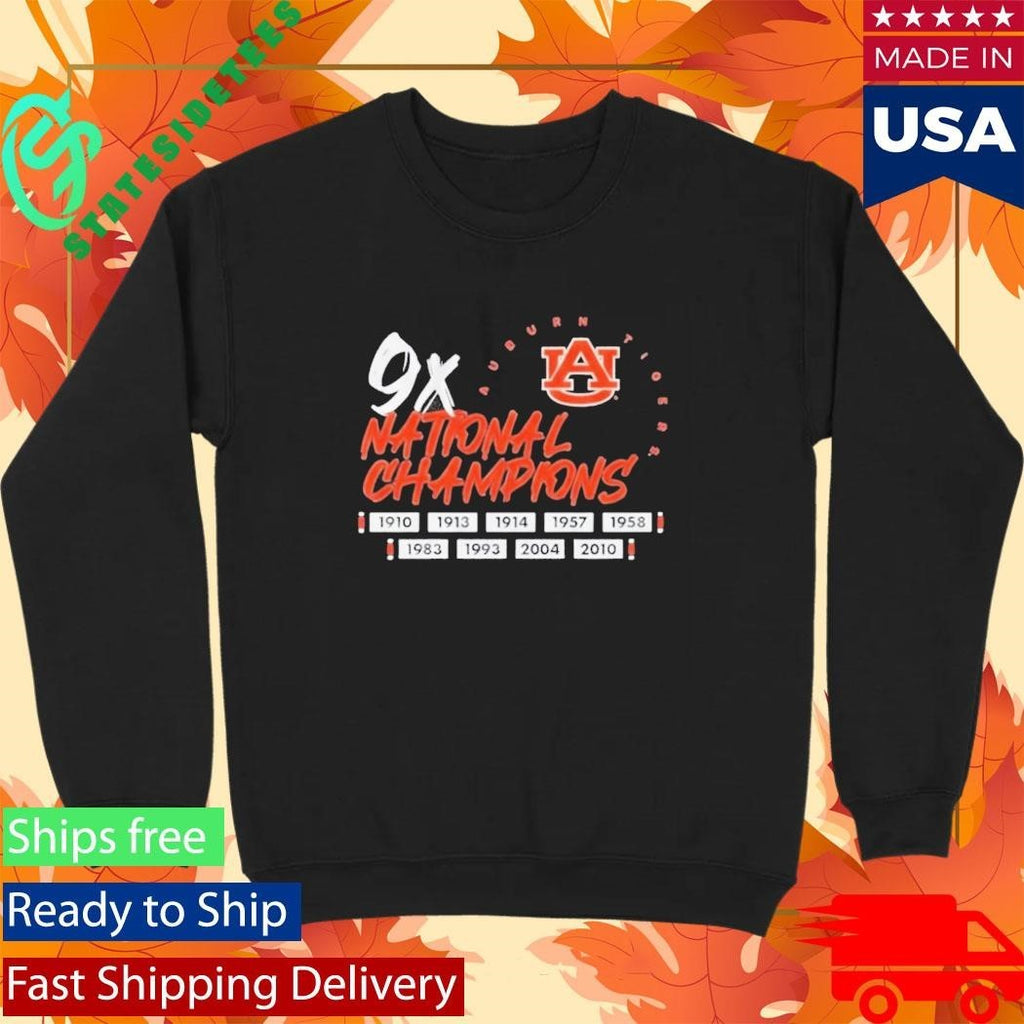 Auburn University Tigers Football Nine Time 9X National Champions Shirt Unisex , , , Long Sleeve Tee