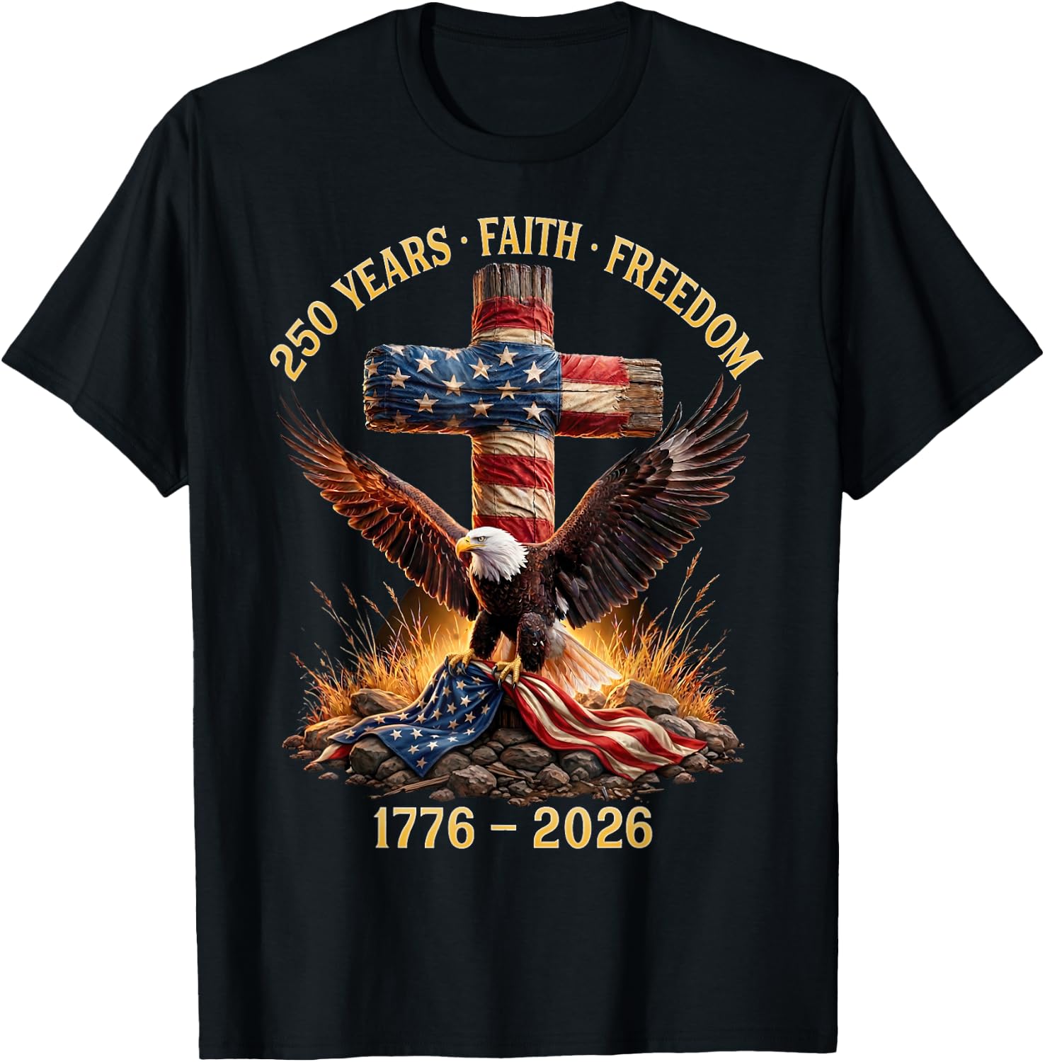 1776-2026 Eagle 250 Years of Freedom Patriot American T-Shirt