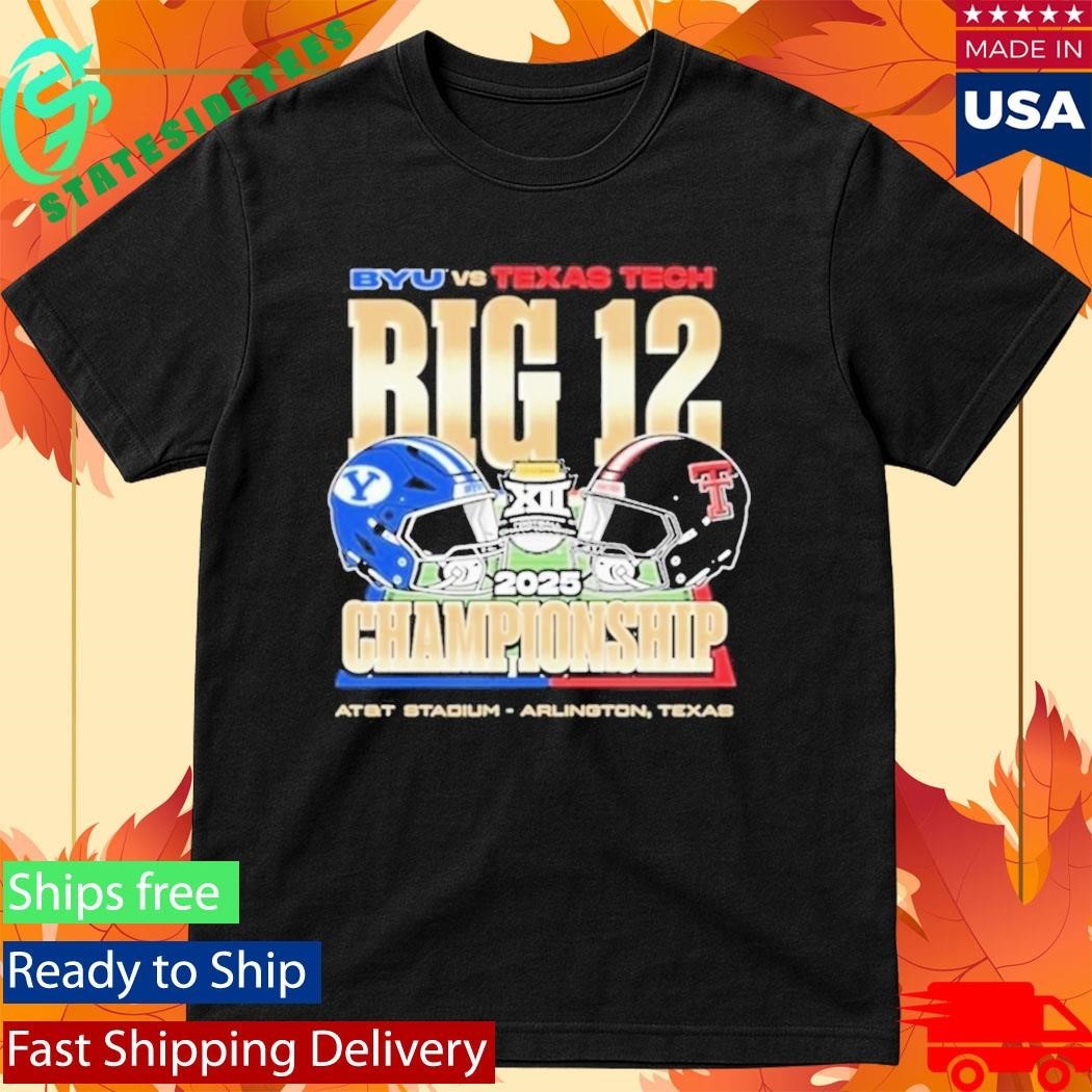 BYU Vs Tech Red Raiders 2025 Big 12 Football Championship Helmet Shirt Unisex , , , Long Sleeve Tee