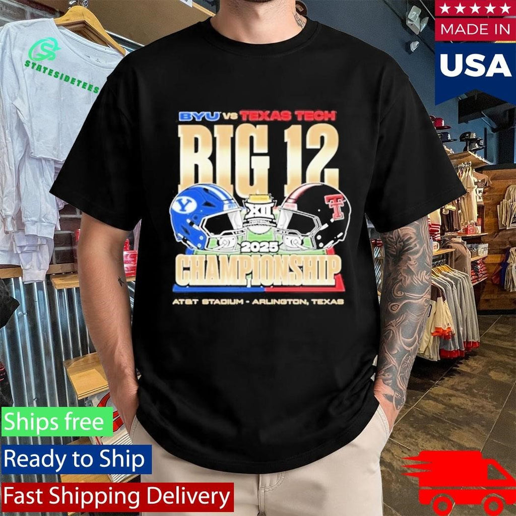 BYU Vs Tech Red Raiders 2025 Big 12 Football Championship Helmet Shirt Unisex , , , Long Sleeve Tee