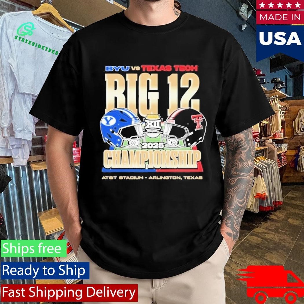 BYU Vs Tech Red Raiders 2025 Big 12 Football Championship Helmet Shirt Unisex , , , Long Sleeve Tee