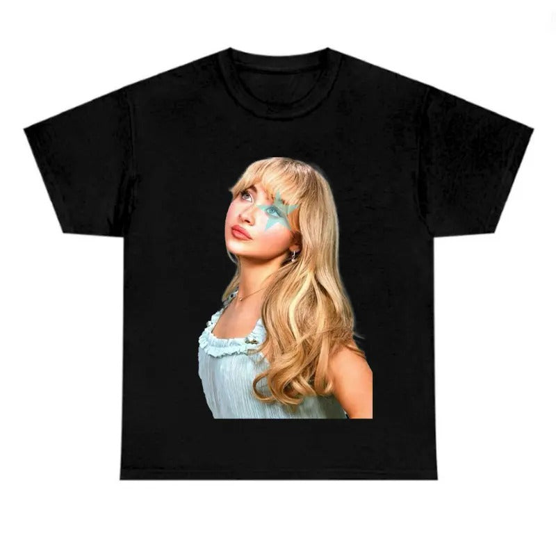 Babii Blue Star Sabrinaaaa Fan Cotton Fabric T-Shirts