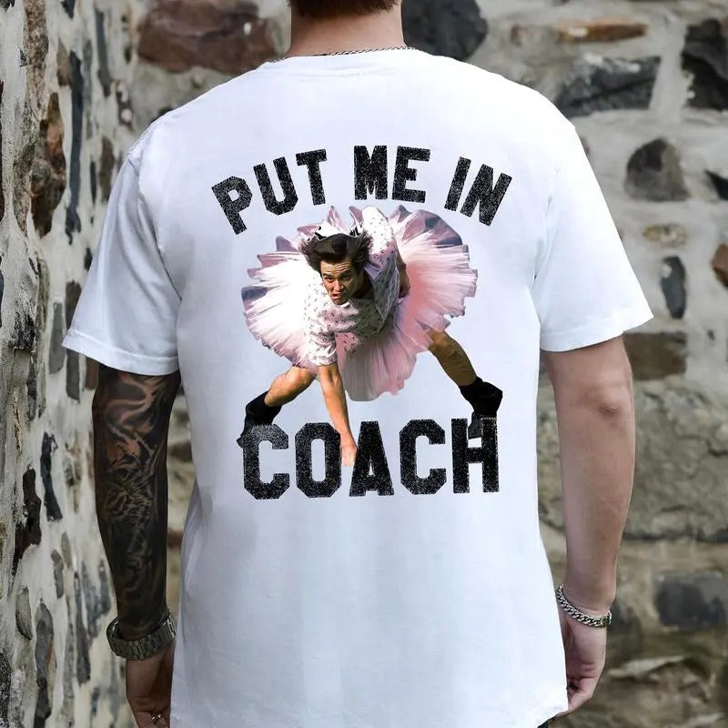 Back Put Me Coach Shirt. Funny Jim Carey T-Shirts