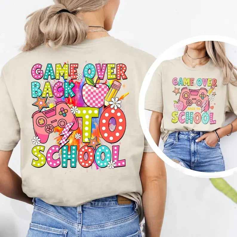 Back School Retro Game Over Back School Shirt Back School School Life Bright Dalmatian Dots First Day School Shirt Hello School T-Shirts