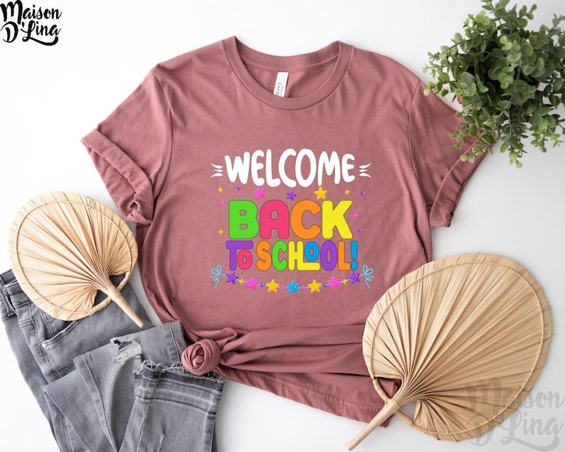 Back School Welcome Back School Hello School Shirt First Day School Student Teacher Shirt Kindergarten T-Shirts