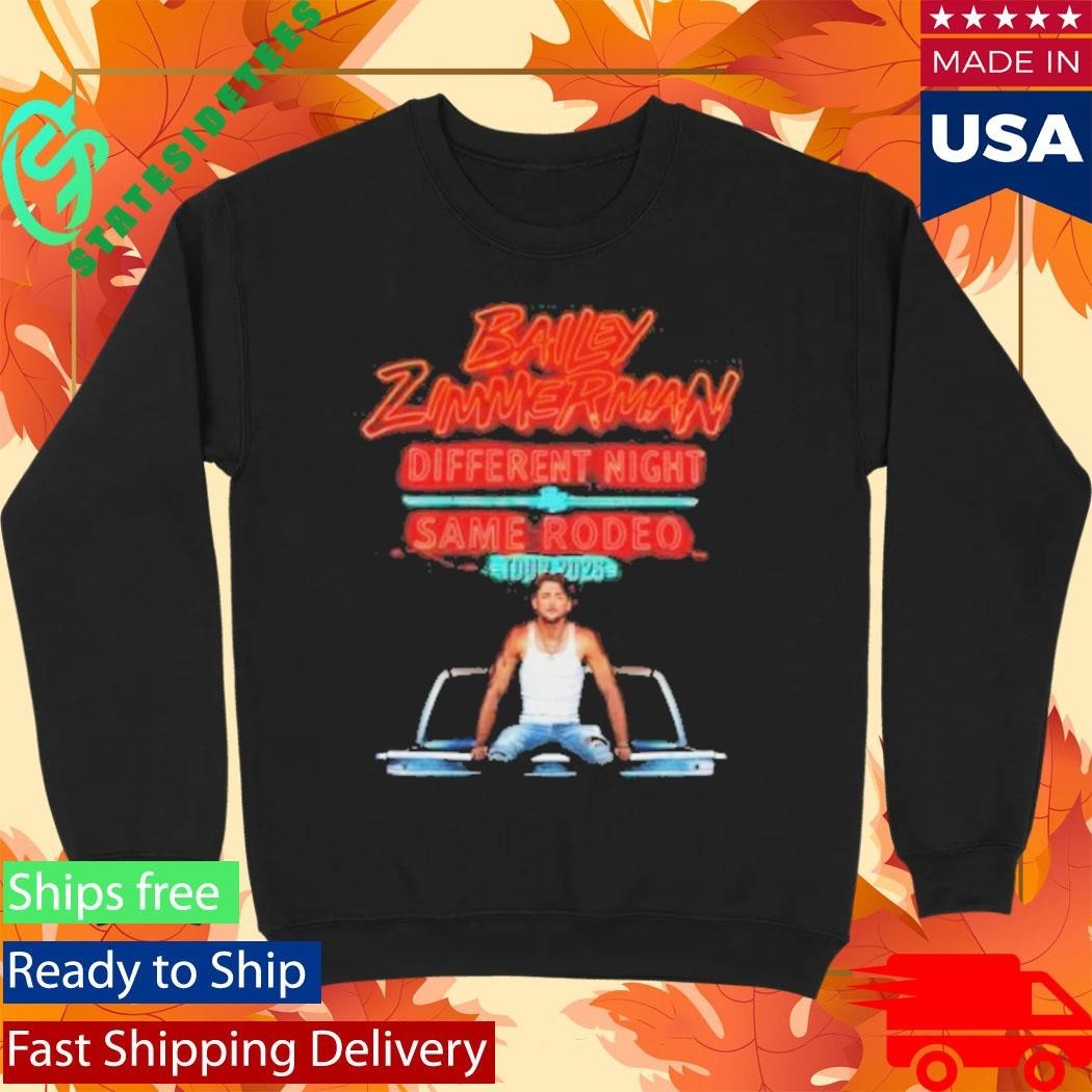Bailey Zimmerman Different Night Same Rodeo 2026 Tour Shirt Unisex , , , Long Sleeve Tee