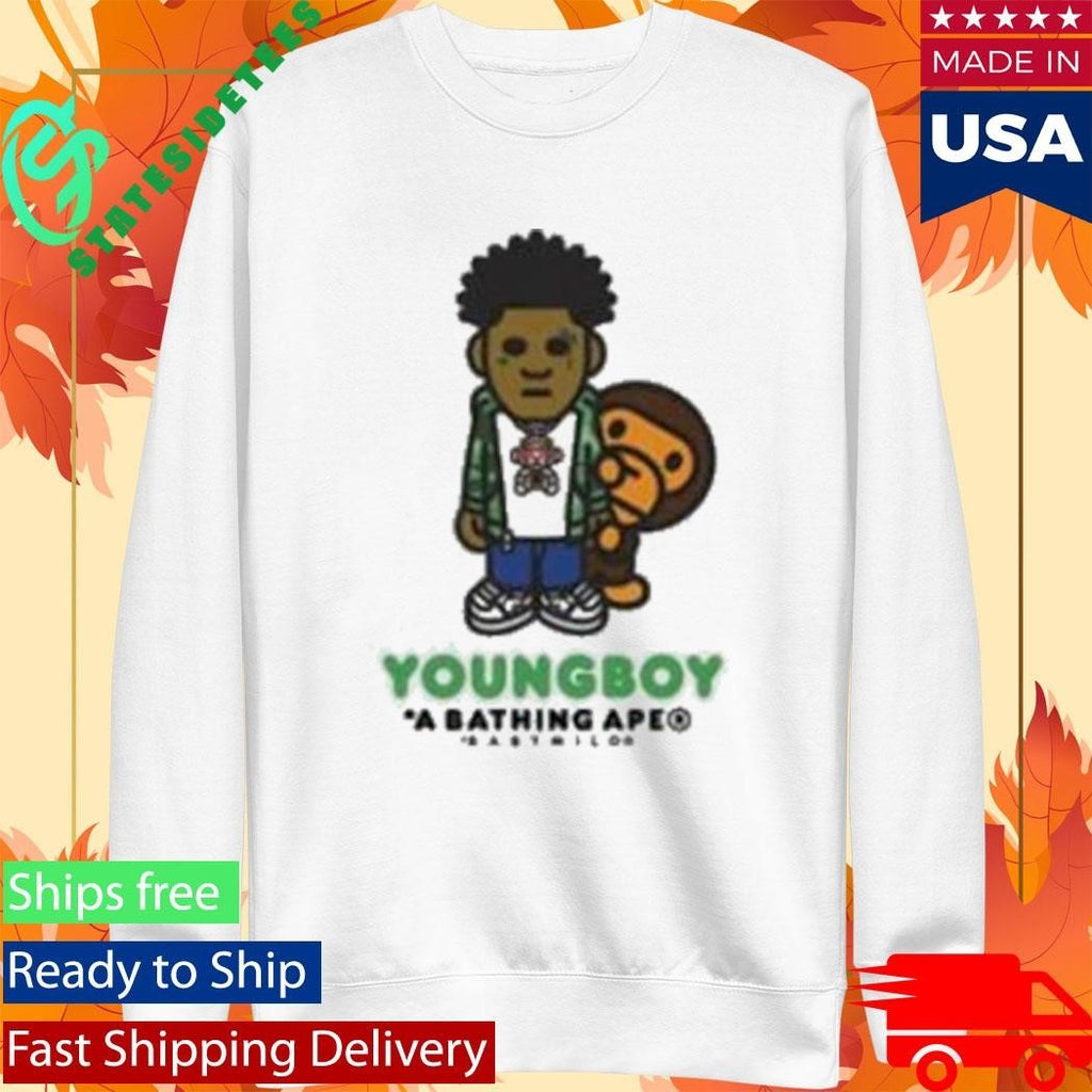 Bape X Youngboy Never Broke Again Milo Shirt Unisex , , , Long Sleeve Tee